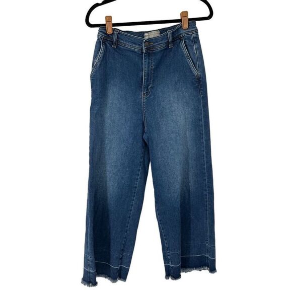 Free People Wide Leg Raw Hem Jeans - Picture 1 of 10